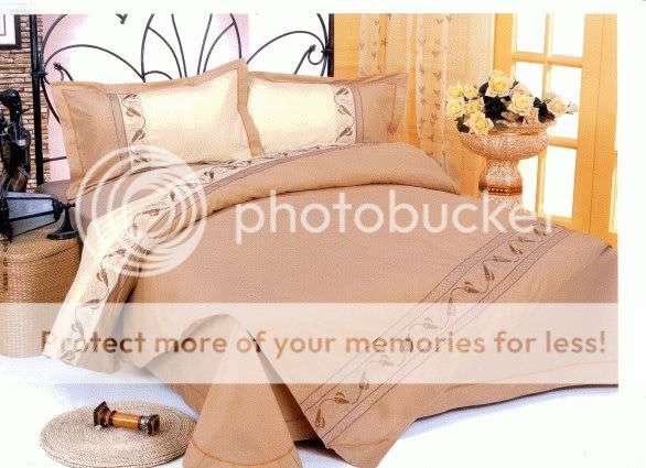 Sandy Brown 6 Pc Embroidered Duvet Set