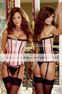 Sexy Pink Lace Corset Lingerie + G-String