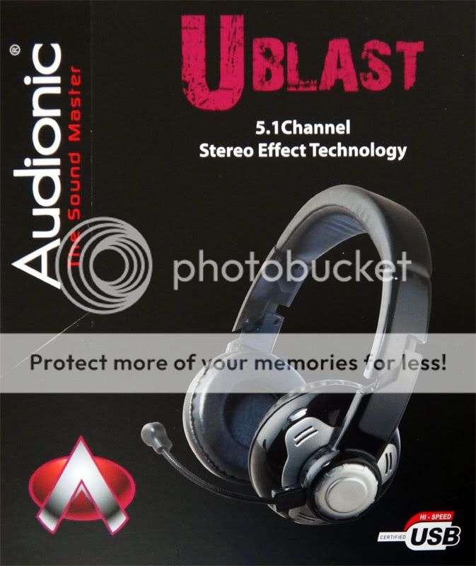 AUDIONIC U-BLAST 5.1 CHANNEL *USB* HEADPHONES WITH MIC FOR SKYPE, LISTENING MUSIC ETC (BRAND NEW)