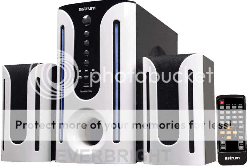 ASTRUM *ATUM310* 110W RMS SPEAKERS WITH BUILTIN MP3 PLAYER, FM RADIO, CARD READER, USB, REMOTE (NEW)