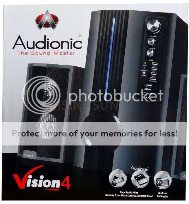 AUDIONIC *VISION 4* 5000W SPEAKERS WITH BUILTIN MP3 PLAYER, FM RADIO, CARD READER, USB (NEW)