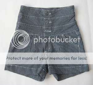FUNKY HIGHWAISTED STRIPED DENIM SHORTS!!