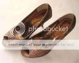 STUNNING BRONZE GLITTER PEEPTOE HEELS!!