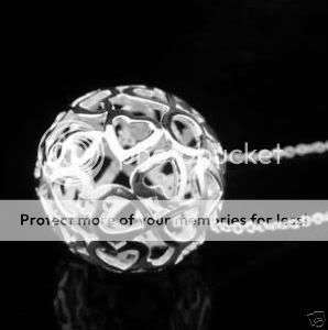 STUNNING STERLING SILVER HOLLOW BALL PENDANT AND NECKLACE!!