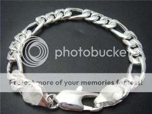 STUNNING FLAT STERLING SILVER FIGARO BRACELET!!