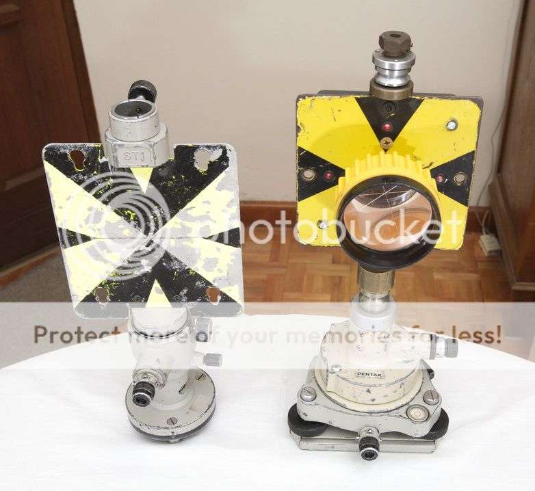 2 x Theodolite Prism/Target + Pentax/Sokkia Precise Rotating Carrier & Tribrach Land Survey Level