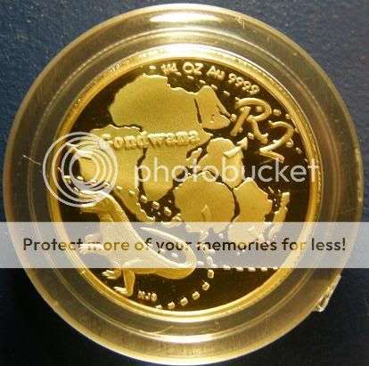 2001  GONDWANA LAND PALAEONTOLOGICAL  SERIES    oz GOLD 24 ct  PROOF GOLD COIN