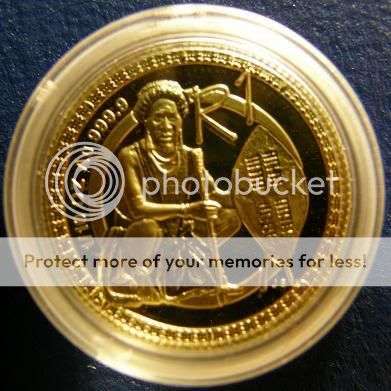 1999 THE ZULU  WARRIOR  1/10 oz  24 ct PROOF GOLD COIN  ONLY 664 MINTED!