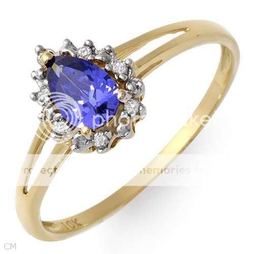{{{{R3800}}}Wonderful Ring With 0.75ctw Diamonds and Created Tanzanite Made of Yellow Gold- Size 7