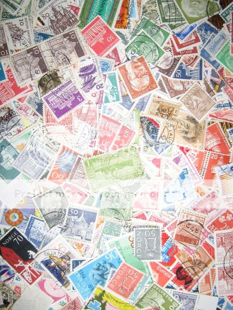 Pile of stamps - Worldwide, mainly Germany, also Switzerland, Norway...