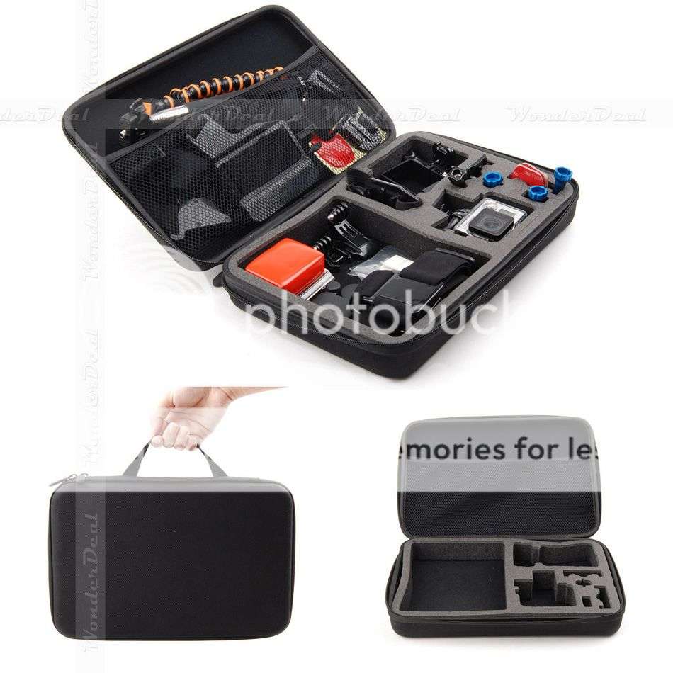 GoPro 15in1 Mount Kits - Head Strap, Suction Cup, Selfie Sticker etc in Large Size Carry Bag