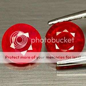 LOVELY 1.50Cts .MATCHED**2pcs** PAIR 5.15MM.TOP BLOOD RED RUBY LOT - SEE ALL MY ITEMS