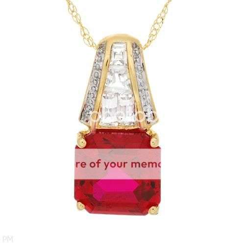 3.53ctw Created Ruby and Topaz 2.00g 10K Yellow Gold Necklace