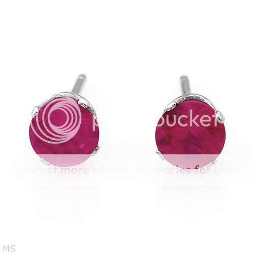 0.70ctw Created Ruby 0.40g 10K White Gold Earrings