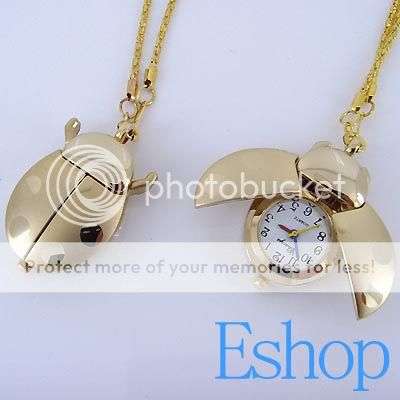Gold Ladybug Pendant Necklace Watch For Children'Day