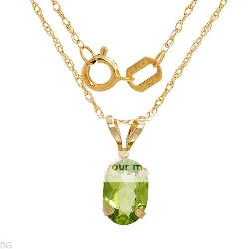0.90ctw Peridot 0.90g 14K Yellow Gold Necklace