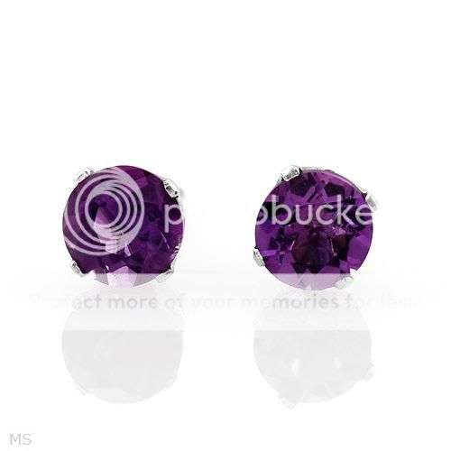 0.50ctw Amethyst 0.40g 10K White Gold Earrings