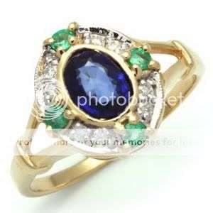 1.77ctw Diamond, Sapphire and Emerald 3.10g 9K Yellow Gold Ring
