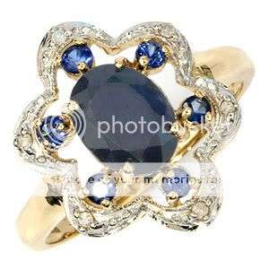 1.93ctw Diamond and Sapphire 2.70g 9K Yellow Gold Ring
