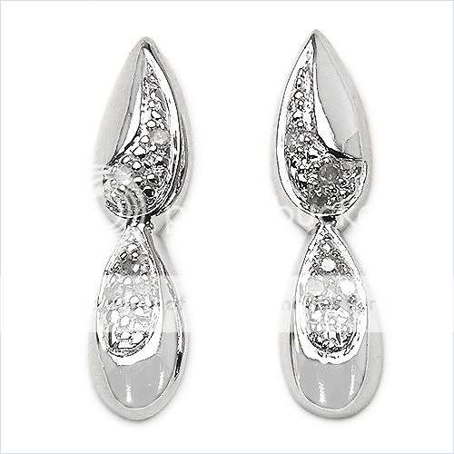 0.08ctw Diamond 2.15g Rhodium Plated Silver Earrings