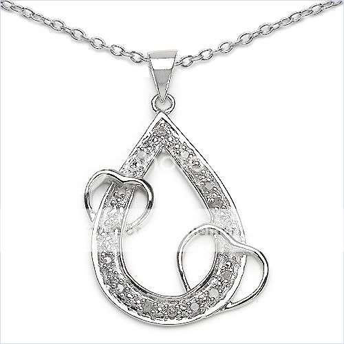 0.16ctw Diamond 5.65g Rhodium Plated Silver Necklace