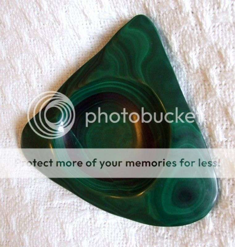 Attractive patterns and colours on this malachite pin dish