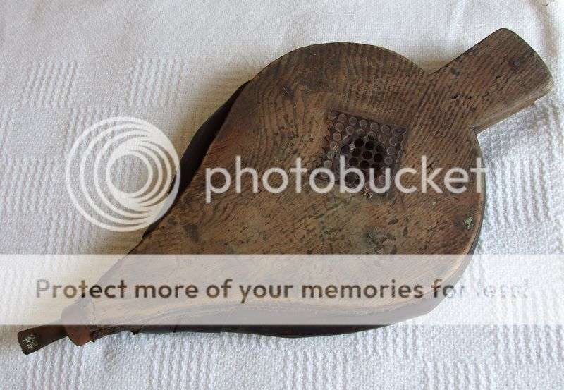 Vintage leather and wood bellows, working.