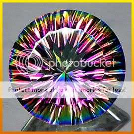 AAA 11.76Cts. **Round Concave Cut  Natural Rainbow Mystic Quartz Gemstone  - Exact Photos!