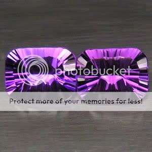 AAA 21.00Cts. (2 Pcs) PERFECT~CUSHION CONCAVE CUT PURPLE BRAZIL AMETHYST PAIR  - EXACT PHOTOS