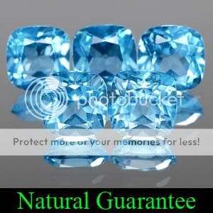 AAA 3.90 Cts.**(5 Pcs)** Cushion Cut Natural Swiss Blue Topaz LOT! - WINNER TAKES ALL 5 Pcs