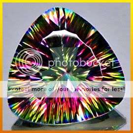 AAA 8.07Cts. **Flawless** Trillion Concave Cut  Natural Rainbow MYSTIC QUARTZ  - Exact Photos!