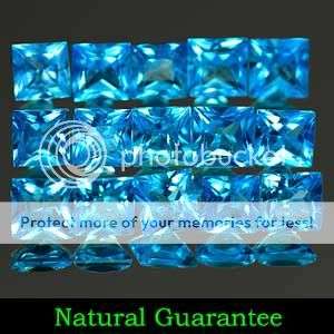 AAA 2.49Cts (15 Pcs) Square Princess Cut Natural Swiss Blue Topaz Gem Lot - Winner takes all 15 Pcs