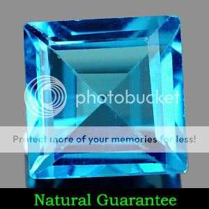 Stunning 1.98Cst. Square Cut Natural Swiss Blue Topaz Gemstone - 100% Natural!