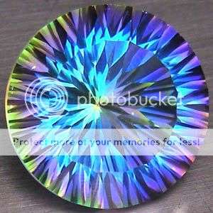 SUPERB! 11.62Cts Round Concave Cut Natural Rainbow Mystic Topaz  !