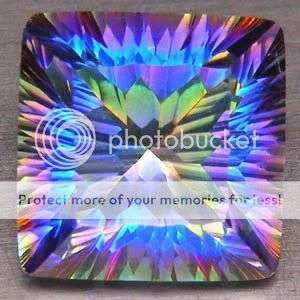 PERFECT! 10.38Cts**(1 Pc)** Square Concave Cut Natural Rainbow Mystic Topaz  - Exact Pictures!