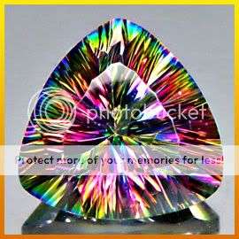AAA 8.42Cts. **Flawless** Trillion Concave Cut  Natural Rainbow MYSTIC QUARTZ  - Exact Photos!