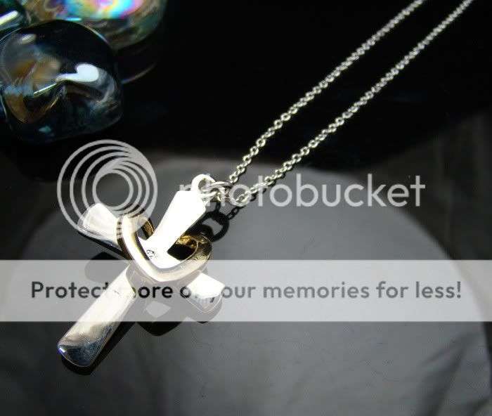 Sterling Silver Cross and Chain with 18kgp Heart