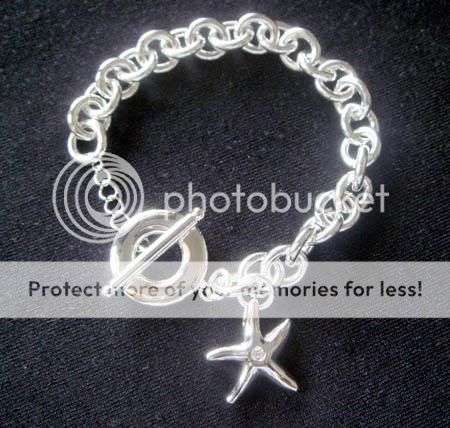 STUNNING 925 Sterling Silver Starfish Bracelet with diamante