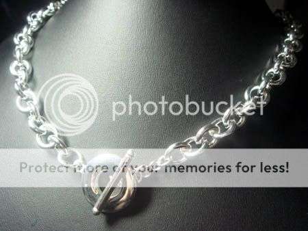 Stunning  Sterling Silver Toggle Clasp Necklace