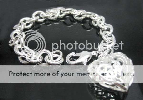 925 Sterling Silver Hollow Heart Bracelet