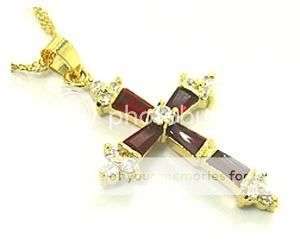 Stunning 18k gp CZ and sim red ruby pendant!