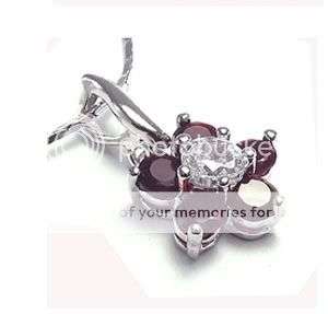 Very Pretty 18k gp Flower Pendant with Sim diamond and ruby