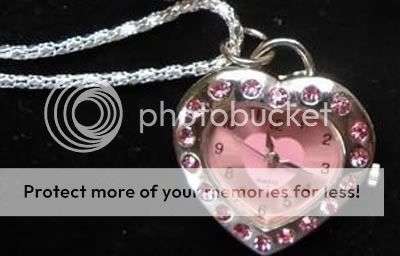 Stunning PINK HEART DIAMANTE pendant watch