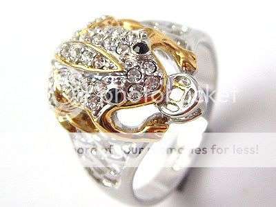 WOW!! Agate CZ Frog Ring 18KGP White Gold