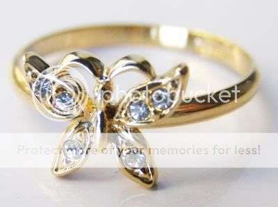 STUNNING 18 kgp STAMPED butterfly CZ ring