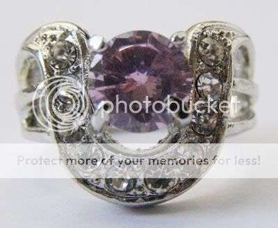 Stunning light pink CZ 18k white gold ring