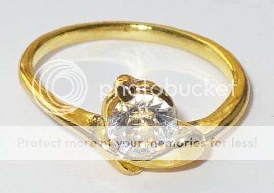 Handcrafted CZ gold tone plated ring size 6