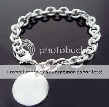 925 Sterling Silver Round Tag Charm Bracelet