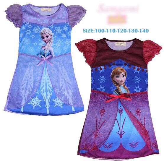 Children dress Anna Elsa Frozen princess short sleeve dress summer party