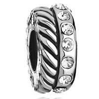 Pugster Round Half Twined Rope April Clear Crystal Fits Pandora